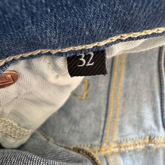 New 7 for All Mankind Blue Cut Off Jean Shorts Women Plus Size 32 Raw Hem Summer - Picture 7 of 10